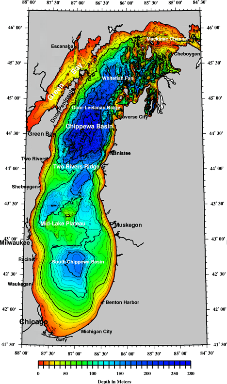 Bathymetry Map of Lake Michigan near Fountain